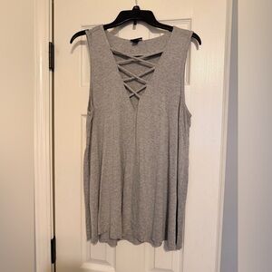 Daytrip Gray Tank Top with Crisscross Design